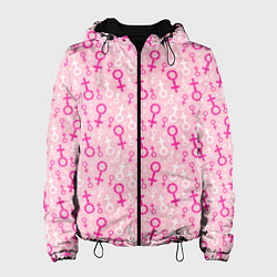 Куртка с капюшоном женская Гендерный Женский Знак Венеры, цвет: 3D-черный