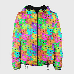 Куртка с капюшоном женская Красочные Котики, цвет: 3D-черный