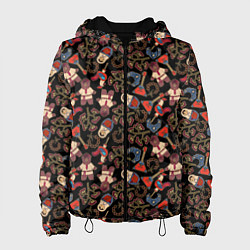 Куртка с капюшоном женская Россия паттерн темный, цвет: 3D-черный