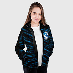 Куртка с капюшоном женская ФОЛЬКСВАГЕН - Звезды, цвет: 3D-черный — фото 2