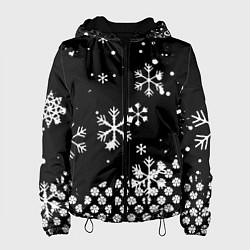 Куртка с капюшоном женская Чёрный клевер снежинки, цвет: 3D-черный
