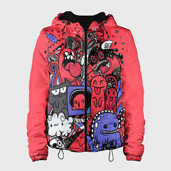 Куртка с капюшоном женская Веселые монстрики, цвет: 3D-черный