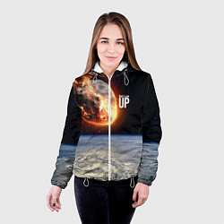 Куртка с капюшоном женская Dont look up! Comets flight!, цвет: 3D-белый — фото 2