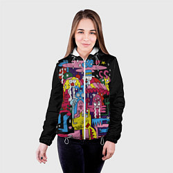 Куртка с капюшоном женская Разноцветные монстры, цвет: 3D-белый — фото 2