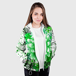 Куртка с капюшоном женская Яркая пышная летняя зелень, цвет: 3D-белый — фото 2
