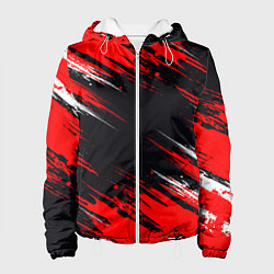 Куртка с капюшоном женская БЕЛО-КРАСНАЯ КРАСКА, цвет: 3D-белый
