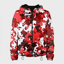 Куртка с капюшоном женская Красно-белый камуфляж, цвет: 3D-черный