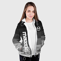 Куртка с капюшоном женская Мазда, Mazda, Серый градиент, цвет: 3D-белый — фото 2