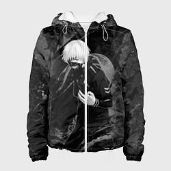 Куртка с капюшоном женская Токийский Гуль Канеки Кен ЧБ, цвет: 3D-белый