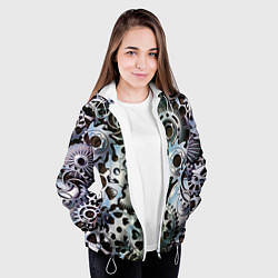 Куртка с капюшоном женская Стимпанк шестеренки Steampunk, цвет: 3D-белый — фото 2