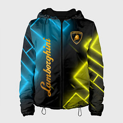 Куртка с капюшоном женская Lamborghini - Неоновые фигуры, цвет: 3D-черный