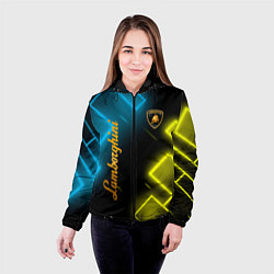 Куртка с капюшоном женская Lamborghini - Неоновые фигуры, цвет: 3D-черный — фото 2