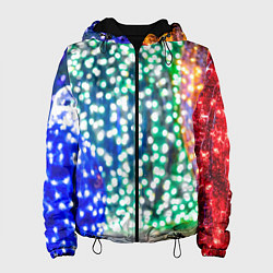 Куртка с капюшоном женская Новогодняя инсталляция - Шары, цвет: 3D-черный
