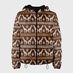 Куртка с капюшоном женская Жирафы Африка паттерн, цвет: 3D-черный