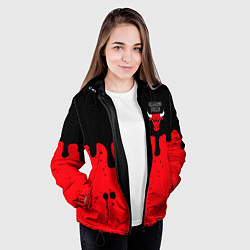 Куртка с капюшоном женская Chicago Bulls Чикаго Буллз Логотип, цвет: 3D-черный — фото 2