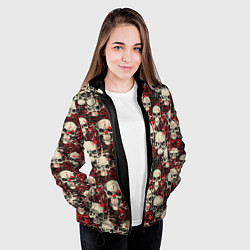 Куртка с капюшоном женская Кровавые Черепа Skulls, цвет: 3D-черный — фото 2