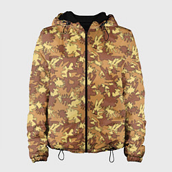 Куртка с капюшоном женская Творческий камуфляж в военном стиле, цвет: 3D-черный