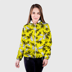 Куртка с капюшоном женская Пчелы на желтом, цвет: 3D-белый — фото 2