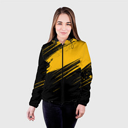 Куртка с капюшоном женская Black and yellow grunge, цвет: 3D-черный — фото 2