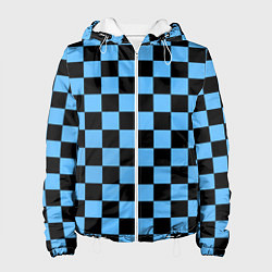 Куртка с капюшоном женская Шахматная доска Синяя, цвет: 3D-белый