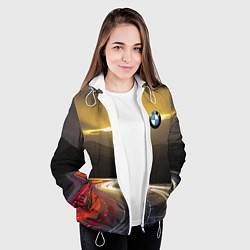 Куртка с капюшоном женская BMW Night route, цвет: 3D-белый — фото 2