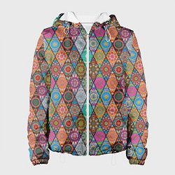 Куртка с капюшоном женская Мандалы Текстура, цвет: 3D-белый