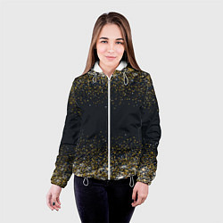 Куртка с капюшоном женская Золотые блестки на темном фоне Сияющий глиттер, бл, цвет: 3D-белый — фото 2