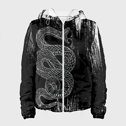Куртка с капюшоном женская Snake Краски Змея ЧБ, цвет: 3D-белый