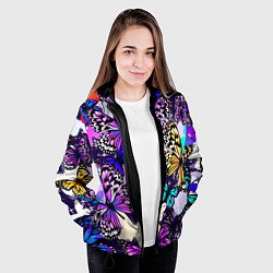 Куртка с капюшоном женская Бабочки Butterflies, цвет: 3D-черный — фото 2