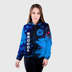 Куртка с капюшоном женская РОССИЯ - ГЕРБ - Арт 6, цвет: 3D-черный — фото 2