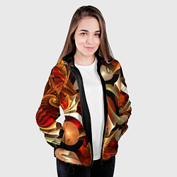 Куртка с капюшоном женская Абстрактные цифровые спирали, цвет: 3D-черный — фото 2