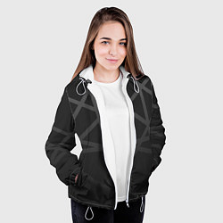 Куртка с капюшоном женская ГЕОМЕТРИЧЕСКИЙ ПАТТЕРН ЧЕРНЫЙ, цвет: 3D-белый — фото 2