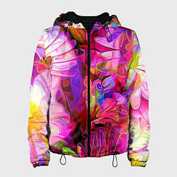 Куртка с капюшоном женская Красочный цветочный паттерн Floral pattern, цвет: 3D-черный