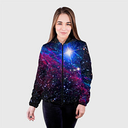 Куртка с капюшоном женская Открытый космос Star Neon, цвет: 3D-черный — фото 2