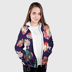 Куртка с капюшоном женская Цветы Красные, цвет: 3D-белый — фото 2