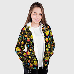 Куртка с капюшоном женская Мелкая хохлома, цвет: 3D-белый — фото 2