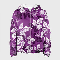 Куртка с капюшоном женская Фиолетовый вьюнок, цвет: 3D-белый