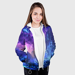 Куртка с капюшоном женская Фантастический пейзаж Водопад Неон, цвет: 3D-белый — фото 2