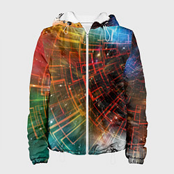 Куртка с капюшоном женская Portal - Neon Space - туннель из энергетических па, цвет: 3D-белый