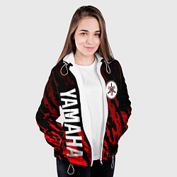 Куртка с капюшоном женская Yamaha - Красные пятна, цвет: 3D-белый — фото 2