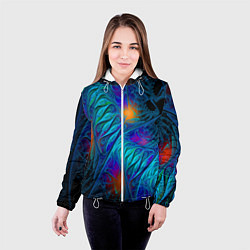 Куртка с капюшоном женская Neon pattern Неоновый паттерн, цвет: 3D-белый — фото 2
