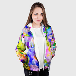 Куртка с капюшоном женская Красочный цветочный узор Весна - Лето 2023 Colorfu, цвет: 3D-белый — фото 2