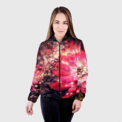 Куртка с капюшоном женская Нежные цветы и блестки, цвет: 3D-черный — фото 2