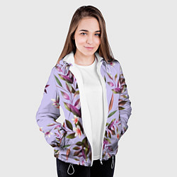Куртка с капюшоном женская Цветы Вересковый Сад, цвет: 3D-белый — фото 2