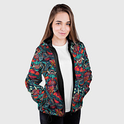 Куртка с капюшоном женская Japanese mask l Oni, цвет: 3D-черный — фото 2