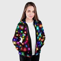 Куртка с капюшоном женская ЦВЕТНЫЕ ЗВЕЗДЫ COLORED STARS, цвет: 3D-черный — фото 2