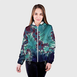 Куртка с капюшоном женская Фрактальный растительный паттерн Fractal Plant Pat, цвет: 3D-белый — фото 2