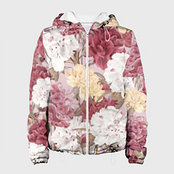Куртка с капюшоном женская Цветы Восхитительный Летний Букет Пион, цвет: 3D-белый