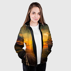 Куртка с капюшоном женская Закат у океана, цвет: 3D-черный — фото 2