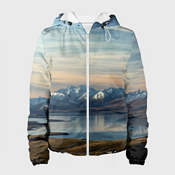 Куртка с капюшоном женская Горы озеро природа, цвет: 3D-белый